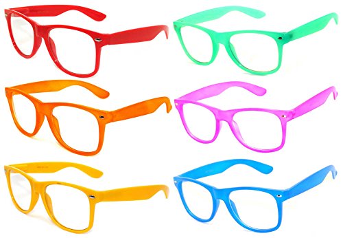 6, 5,10,18 Pairs Classic Vintage Wayfarer Nerd Retro 80's Sunglasses Colored Frame for Every Day