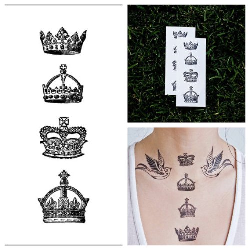 Tattify Crown Temporary Tattoo - God Save The Queen (Set of 2)