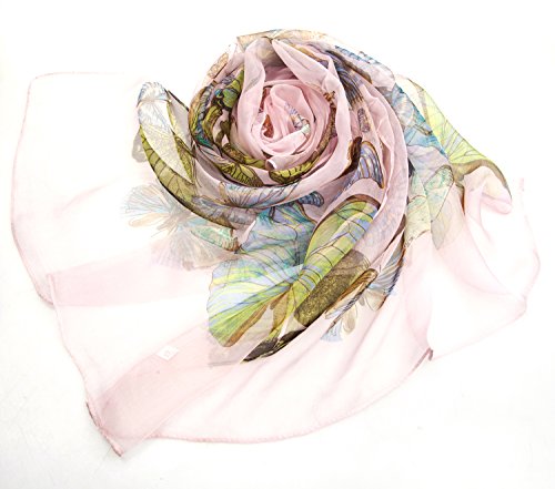 Bear Motion Collection - Womens 100% Silk Scarf with Butterfly Design (Medium (64