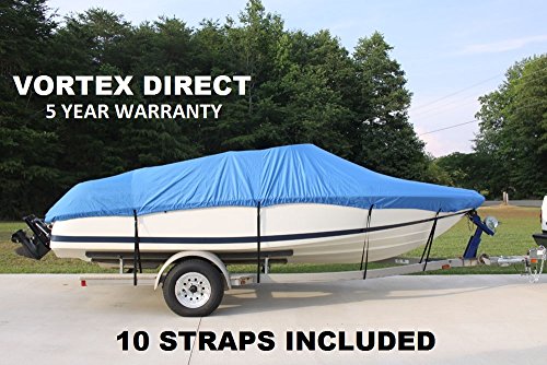 VORTEX HEAVY DUTY VHULL FISH SKI RUNABOUT COVER FOR 17 18 19' BOAT, BEST AVAILABLE COVER BLUE