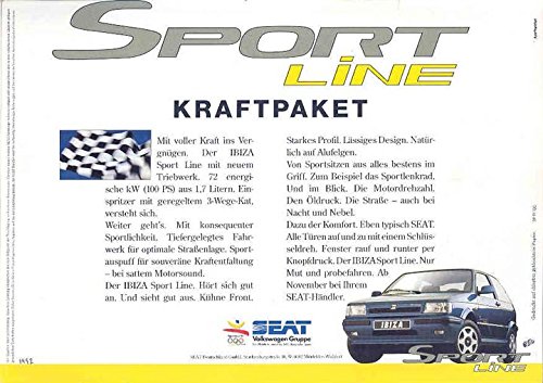 

1992 Seat VW Ibiza Sport Line Brochure Spain German