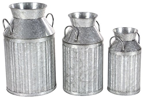 Algopix Similar Product 3 - Benzara Antiqued Metal Milk Jug Set of