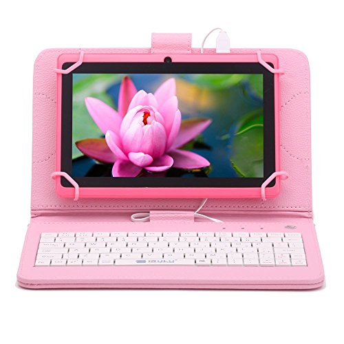 iRULU eXpro X1 7 Inch Quad Core Google Android 4.4 Tablet PC, 1024x600 Resolution, Wi-Fi, Games, Dual Cameras, 8GB Storage with keyboard- Pink Tablet