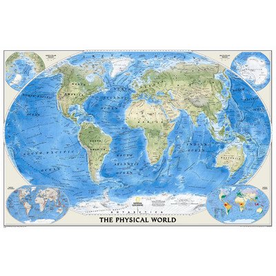 

The Physical World Wall Map Material: Laminated