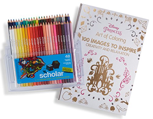Prismacolor Scholar Colored Pencils, 48 Pack and Adult Coloring Book (Art of Coloring: Disney Princess)