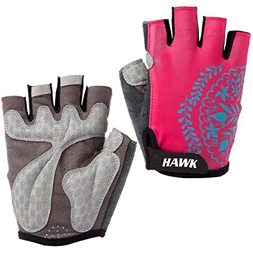 Hawk Ladies Pink Gym Leather Weight Lifting Gloves Cycling Gloves Cross Training Bodybuilding Fitness Workout 1 YEAR WARRANTY!!! ... (Medium)