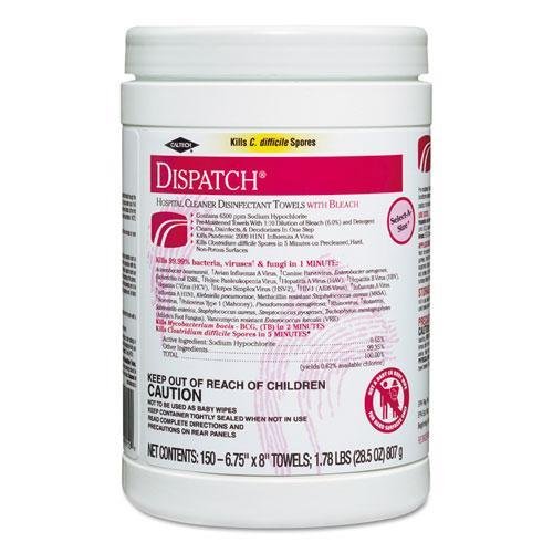 

Tilex 69150 Hospital Cleaner Disinfectant Towels, 6 3/4 x 8, 150/Can, 8 Canisters/Carton