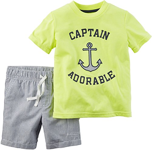 Carters Baby Boys 2-Piece Neon Tee & Short Set Captain Adorable Yellow