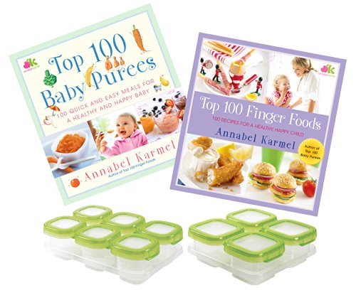 

Top 100 Finger Foods & Baby Puree Recipe Books with Food Storage Blocks