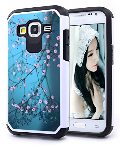 Galaxy Core Prime Case, NageBee - Heavy Duty Defender Dual Layer Protector Hybrid Phone Case for Samsung Galaxy Core Prime & Galaxy Prevail LTE (Hybrid Plum Blossom)