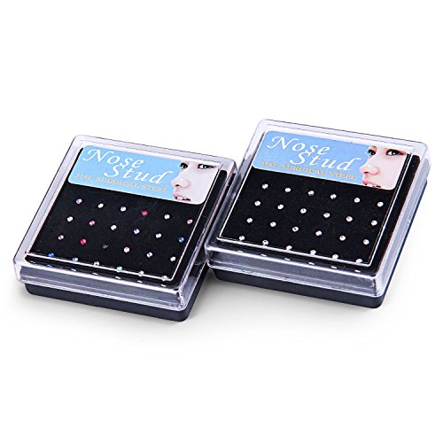 Zhenhui Stainless Steel Mix Color White Crystals Piercing Nose Studs Rings Pins Jewelry