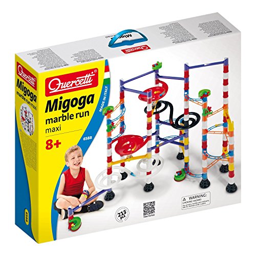 Quercetti 6588 – Steck-Kugelbahn Marble Run Maxi, inklusiv 224 Bauteile, farbig sortiert