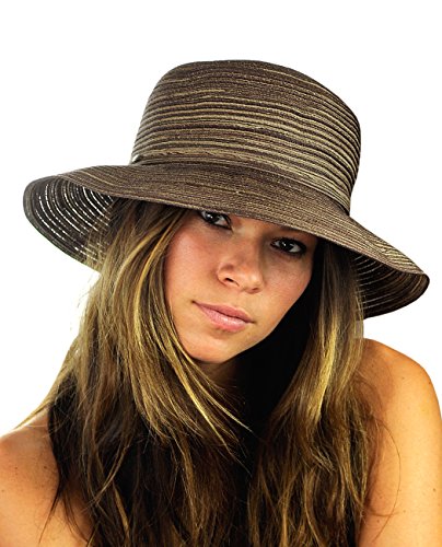 NYFASHION101 Spring Summer Multicolor Weaved Ribbon Floppy Brim Sun Hat