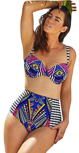 PEGGYNCO Womens Novelty Print High Waist Bikini