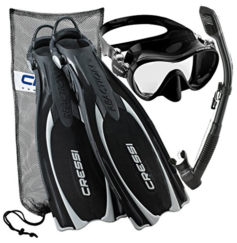 Cressi Reaction EBS Adjustable Mask Fin Dry Snorkel Scuba Gear Set
