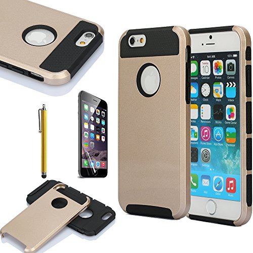 iPhone 6 Case, oneCase™ Hybrid High Impact Shockproof Protective Case Hard Plastic+Soft Silicon Rubber Armor Defender Case Cover for Apple iPhone 6 4.7 inch Screen with Stylus & Screen Protector (Gold/Black)