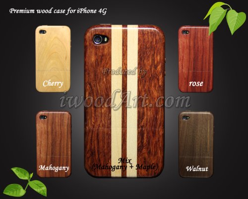 iwoodArt社 iphone4 木製ケース (ミックス:マホガニ&メープル)/premium wood case for iphone 4G (Mahogany&Maple)