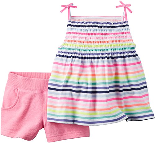 Carters Baby Girls 2-Piece Stripe Top & Pink Short Set