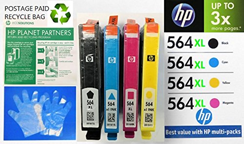 HP 564XL Printer Inkjet Cartridges Set of 4 (Black, Cyan, Magenta & Yellow) Color Printing Ink Photosmart Deskjet Inkjet Copy