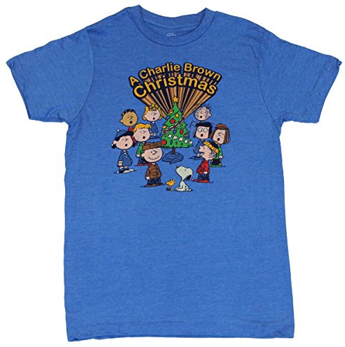 Peanuts Mens T-Shirt - Charlie Brown Christmas Caroling Cast Image
