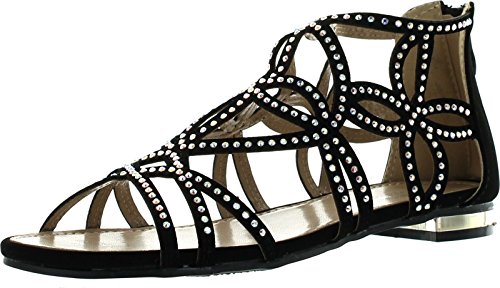 Forever Tory-63 Womens Cut Out Back Zip Flat Sandals