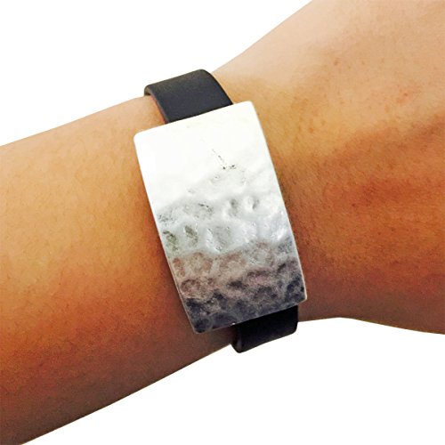 Charm to Accessorize the Fitbit Flex, Fitbit Charge or Charge HR and Other Fitness Trackers - The ROXANNA Hammered Metal Charm to Dress Up Your Favorite Fitness Tracker (Silver, Fitbit Flex)