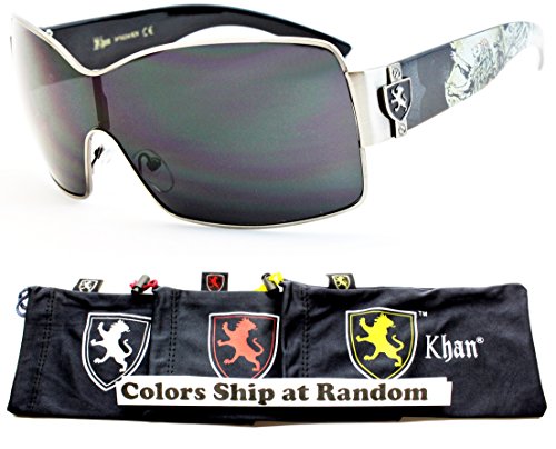 A80-kp Khan Aviator Turbo Sunglasses with Pouch (P1876C Nickel/Black Logo-Dark, uv400)