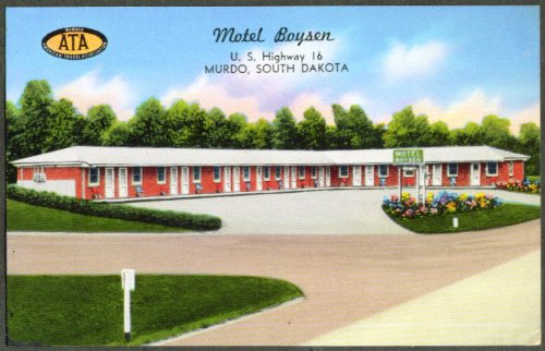 

Motel Boysen US 16 Murdo SD postcard 1950s