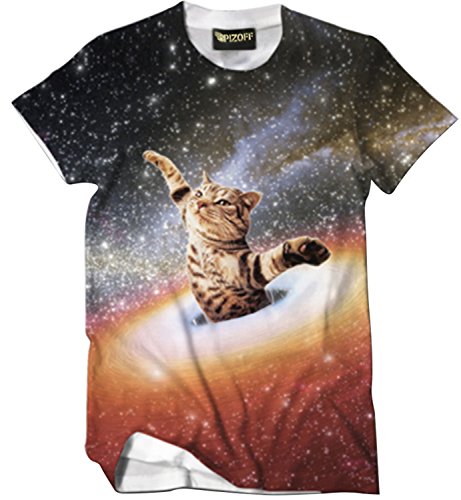 (ピゾフ)Pizoff メンズ Tシャツ 丸首半袖 動物系 猫柄 可愛い 原宿系 創意デザイン オリジナル 可愛い ストリート 大人気 ファション V系 快適 カジュアル 男女兼用 トップス 夏物 Y1648-55-L