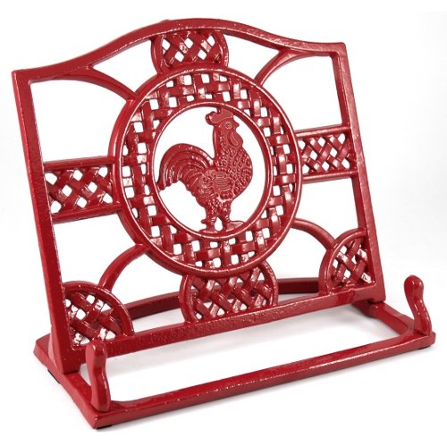 

Anchor Hocking Cast Iron Red Rooster Cookbook Holder