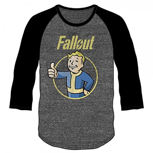 Fallout Vault Boy Mens Heather Raglan Shirt Licensed