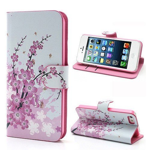 iphone 4 Case,iphone 4S Case, Welity New Flower Card Slot PU Wallet Leather Cover Case for Apple iPhone 4/4S/4G and one gift