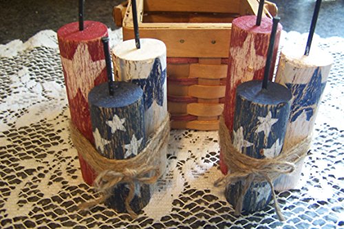 Handmade Wood Firecracker Bundle Shelf Sitters, Set of 2, Americana, Bowl Fillers, Patriotic Decor, Rustic Country Americana