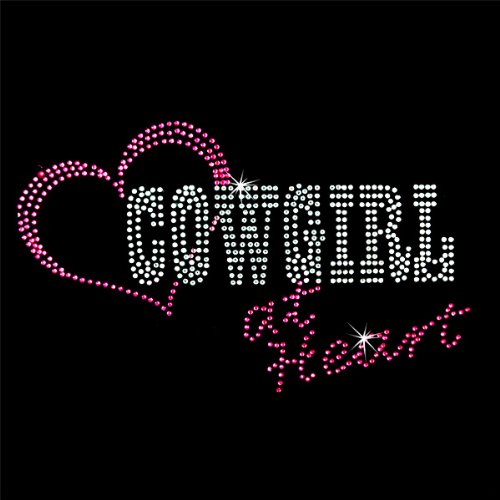 Iron on Hot Fix Rhinestone Motif Design Cowgirl At Heart 2