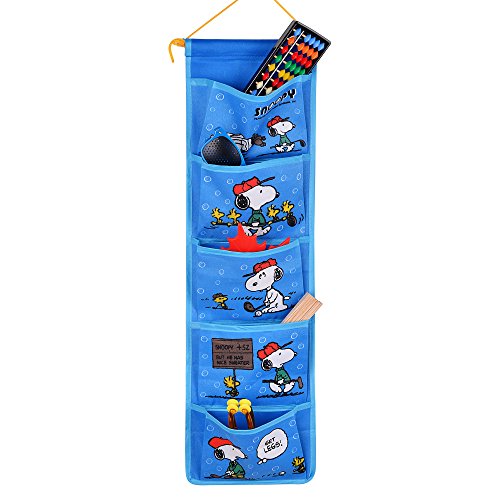 Home-Cube® New Cute Wall Hanging Storage Organizer Bag 5 Pocket (blue snoopy)