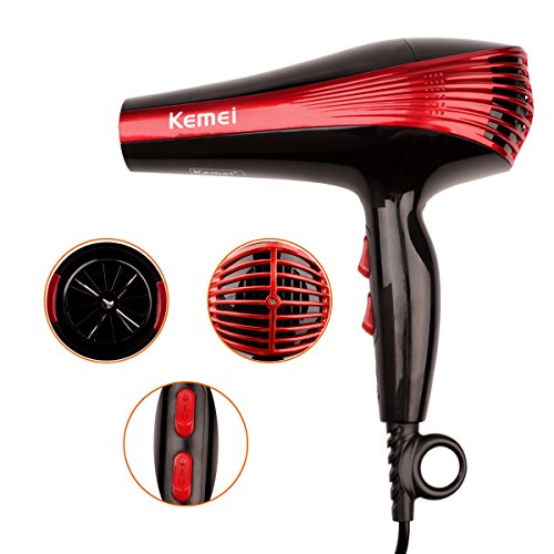 Ckeyin® 950W Secador de Pelo Profesional de Viento Caliente/Frío con ajuste óptimo de la temperatura y 2 Boquilla