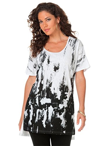 Roamans Women's Plus Size Print Slub Tunic