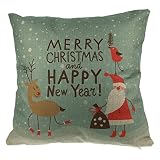 Come2buy - Cotton Linen Cute Santa Claus Reindeer Snowman Snowflake Christmas Tree Little House Bird Gift Ho Ho Ho Merry Christmas & Happy New Year Design Throw Pillow Case Cushion Cover Insert Not Inclued - Design 5