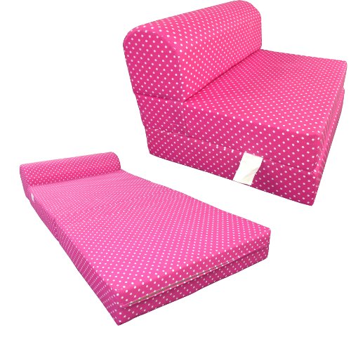 

Pink White Dots Twin Size Chair Fold Foam bed 1.8Lb Density Sofa Beds 6x32x70