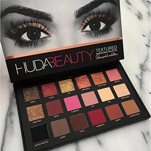 Instock! NEW 18 Colors Huda Beauty Eyeshadow Rose Gold Textured Pallete Make up Eye shadow Palette