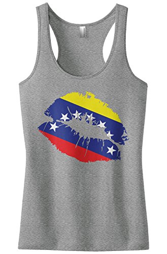 Threadrock Women's Venezuela Flag Lips Venezuelan Kiss Racerback Tank Top