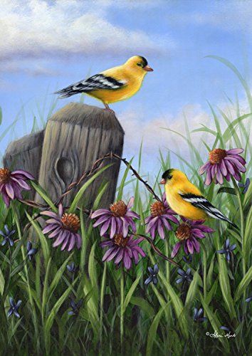 Goldfinch Gathering Spring Garden Flag