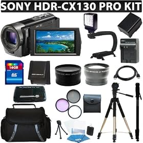 Sony HDRCX130 HDR-CX130 Handycam Camcorder (Black) + 16GB Professional Accessory Kit