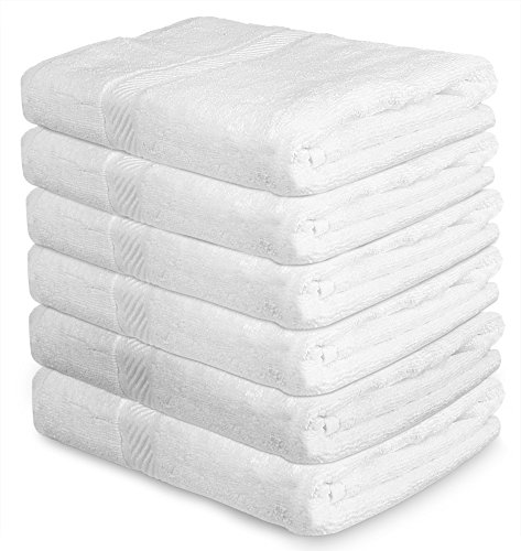 Cotton Pool Gym Bath Towels (6 Pack, 22 x 44 Inch) Light Multipurpose Quick Drying Towel by Utopia Towels