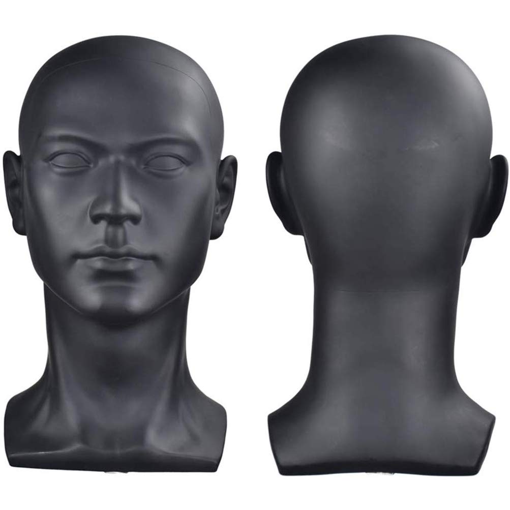 Testa di manichino professionale in pvc nero opaco per parrucche_voghion.com