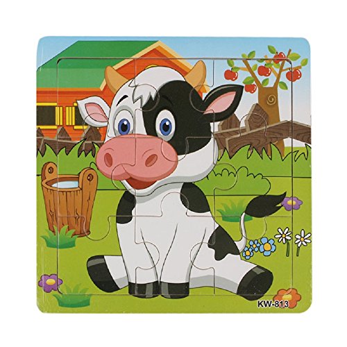 OVERMAL Wooden Dairy Cow Jigsaw Toys For Kids Education And Learning Puzzles Toys