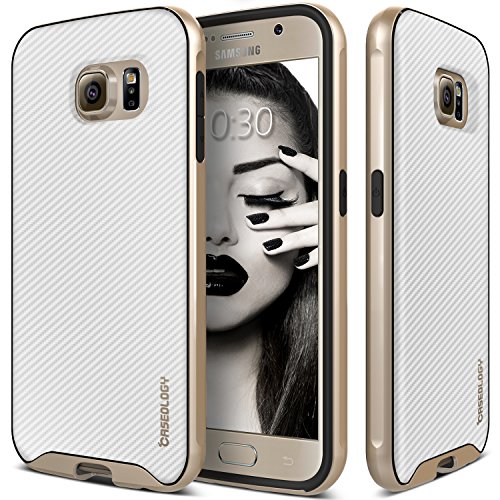 Galaxy S6 Case, Caseology [Envoy Series] Classic Rich Texture Leather [Carbon Fiber White] [Luxury Slim] for Samsung Galaxy S6