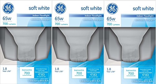 GE Lighting 20331 65-Watt BR30 Floodlight Bulb, Soft White (Pack of 3)