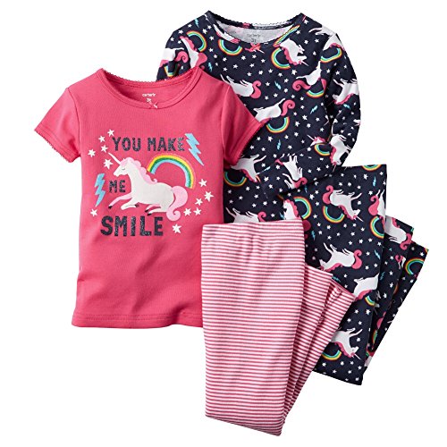 Carters Little Girls 4-Piece Snug Fit Cotton PJs Unicorn Smile
