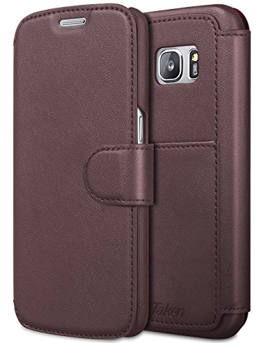 Taken Galaxy S7 Wallet Case - Cell Phone Case Pu Leather ID Credit Card Slot Phone Case for Samsung Galaxy S7 Ultra Slim(Coffee)